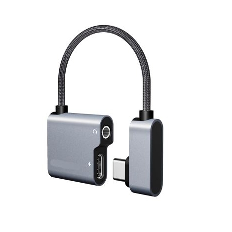 Adaptador Kablex USB-C Macho / USB-C Hembra + Jack Silver