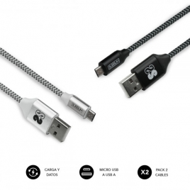 Cable Subblim USB Macho / Micro USB Macho 1M Black / Silver Pack 2U