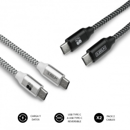 Cable Subblim USB-C Macho / USB-C Macho 1M Black / Silver Pack 2U