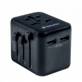 Adaptador Verbatim Universal Multi Enchufe + 2X USB Black