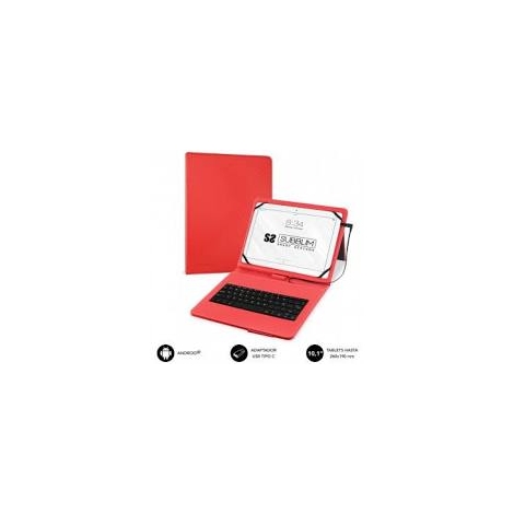 Funda Tablet Subblim Keytab PRO 10.1" + Teclado USB red