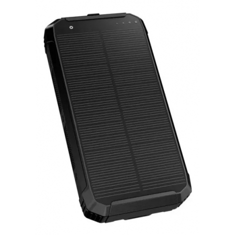 Bateria Externa Universal Platinet Solar 10.000MAH 2Xusb + USB-C Linterna Black