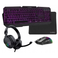 Teclado + Mouse Coolbox Xwing 2 RGB Black + Auriculares + Alfombrilla