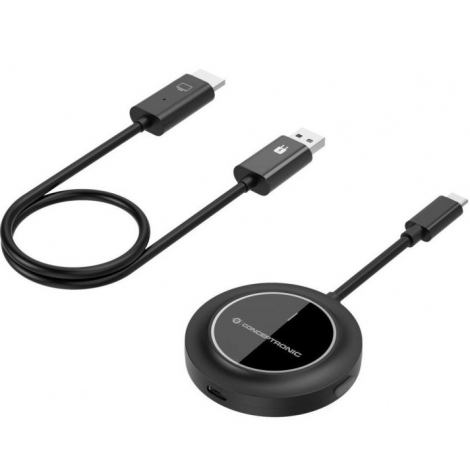 Transmisor Y Receptor Audio/Video USB-C / HDMI Conceptronic Wireless FHD Black