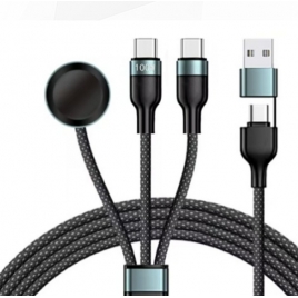 Cable Conceptronic USB-C Macho / 2XUSB-C Macho + Apple Watch 1.5M Black