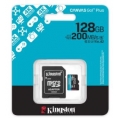 Memoria Micro SD 128GB Kingston Canvas GO Plus Class 10 V30 U3 200Mpbs + Adaptador SD
