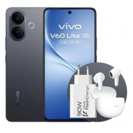 Smartphone Vivo V60 Lite 5G 6.77" OC 8+8GB 256GB Android 14 Black Bundle Pack