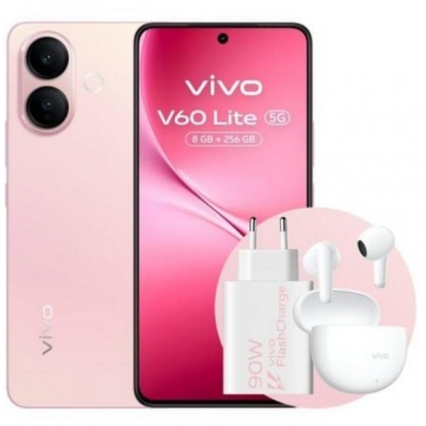 Smartphone Vivo V60 Lite 5G 6.77" OC 8+8GB 256GB Android 14 Pink Bundle Pack