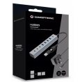 HUB Conceptronic USB / USB-C 7 Puertos 3X USB-C 3.2 + 4 USB 3.1 Silver + Alimentador
