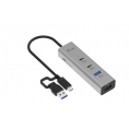 HUB I-TEC USB / USB-C 4 Puertos 2XUSB-C 3.0 + 2Xusb 3.0 PD 85W Silver