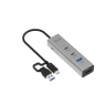 HUB I-TEC USB / USB-C 4 Puertos 2XUSB-C 3.0 + 2Xusb 3.0 PD 85W Silver
