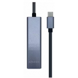 Puerto Replicador USB-C Aisens RJ45 + 3Xusb 3.0 Silver