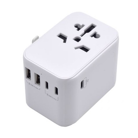 Adaptador Ewent Universal Multi Enchufe + 2X USB + 3X USB-C White